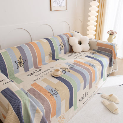 Chenille Sofa Cover Throw, Smile Couch Cover Blanket Throws for Couches, Soft Sofa Towel
