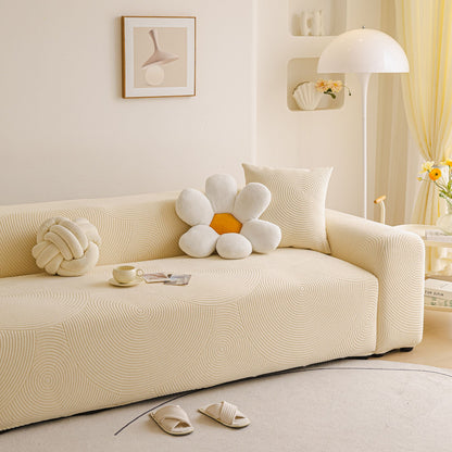 Elastic Stretch Sofa Cover Slipcover, Concentric Circle Jacquard Plush Couch Cover