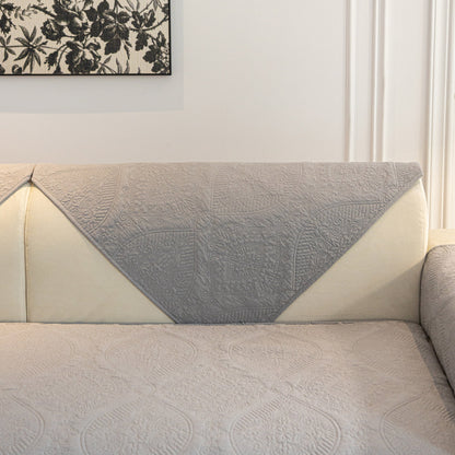 Baroque Sofa Cover – Quilted Cotton, Non-Slip, Washable with Ornate Embroidery