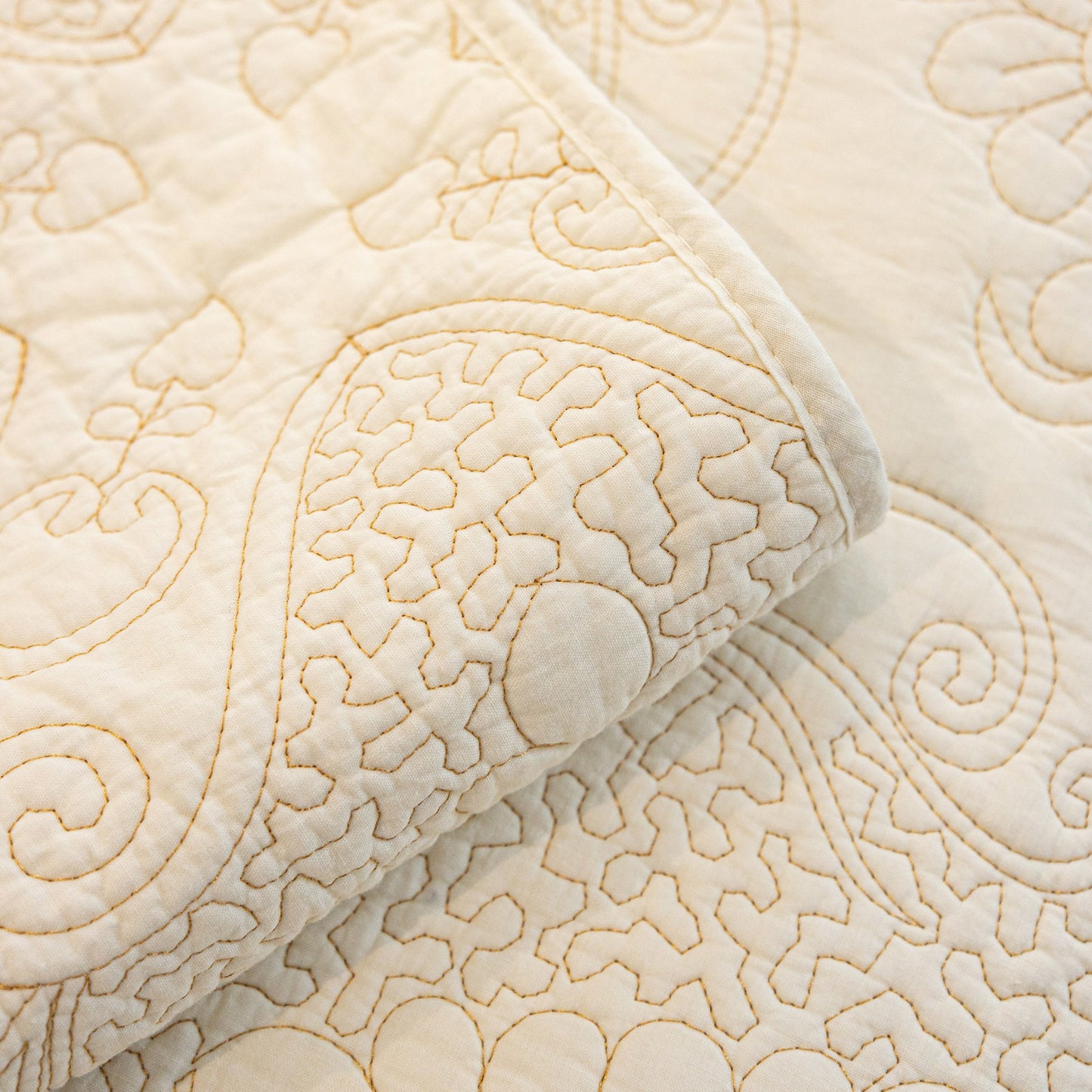 Baroque Floral Quilted Cotton Sofa Cover, Non-Slip Washable Couch Protector