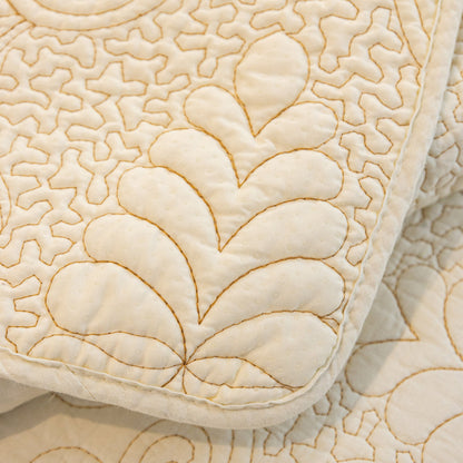 Baroque Floral Quilted Cotton Sofa Cover, Non-Slip Washable Couch Protector