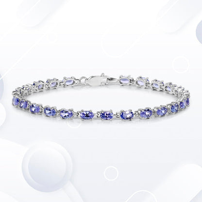 6.25 Carat Genuine Tanzanite .925 Sterling Silver Bracelet