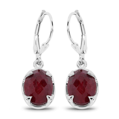 6.90 Carat Dyed Ruby .925 Sterling Silver Earrings