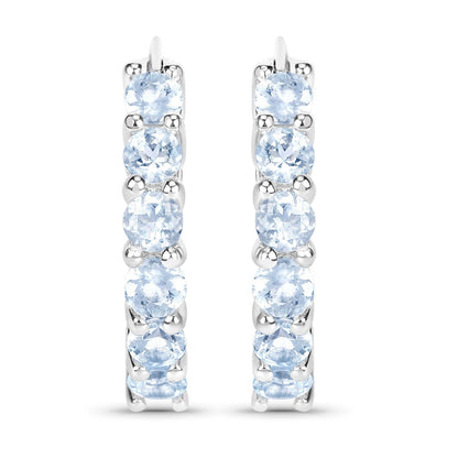 1.20 Carat Genuine Aquamarine .925 Sterling Silver Earrings