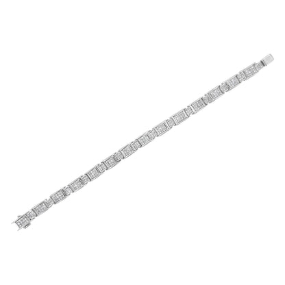 18K White Gold 5.0 Carat Princess Diamond Buckle Link Bracelet