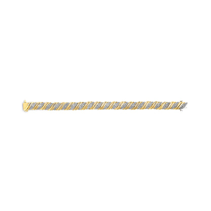 10K Yellow Gold 2.0 Cttw Diamond S-Link Twist Design Link Bracelet