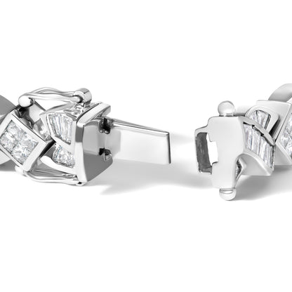 14K White Gold 8 1/5 Cttw Diamond Geometric Twisted Link Bracelet