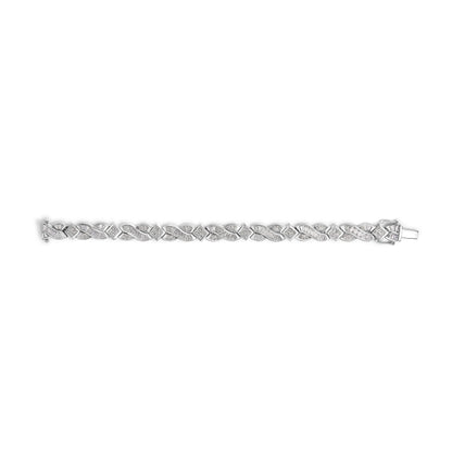 14K White Gold 8 1/5 Cttw Diamond Geometric Twisted Link Bracelet