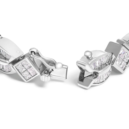 14K White Gold 8 5/8ct Cttw Princess and Baguette Diamond Geometric Twist Link Bracelet (G-H Color, VS1-VS2 Clarity) - 7"