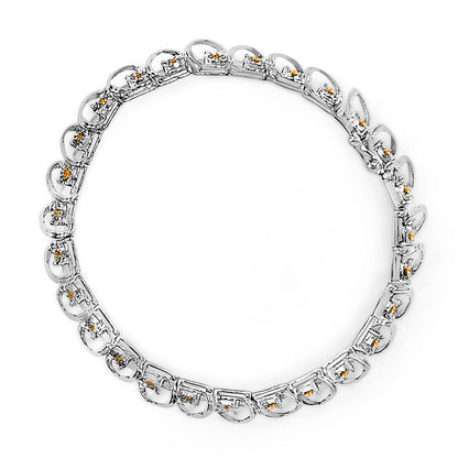 .925 Sterling Silver 3/4 Cttw Yellow Diamond Illusion Plate Looped Link Bracelet