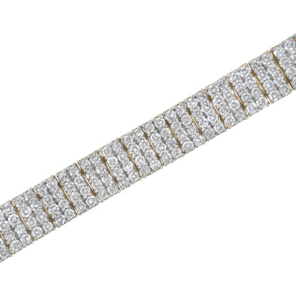 IGI Certified 14K Yellow Gold Plated Sterling Silver 10.0 Cttw Faint Brown Diamond 4 Row Tennis Bracelet