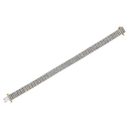 IGI Certified 14K Yellow Gold Plated Sterling Silver 10.0 Cttw Diamond 4 Row Tennis Bracelet
