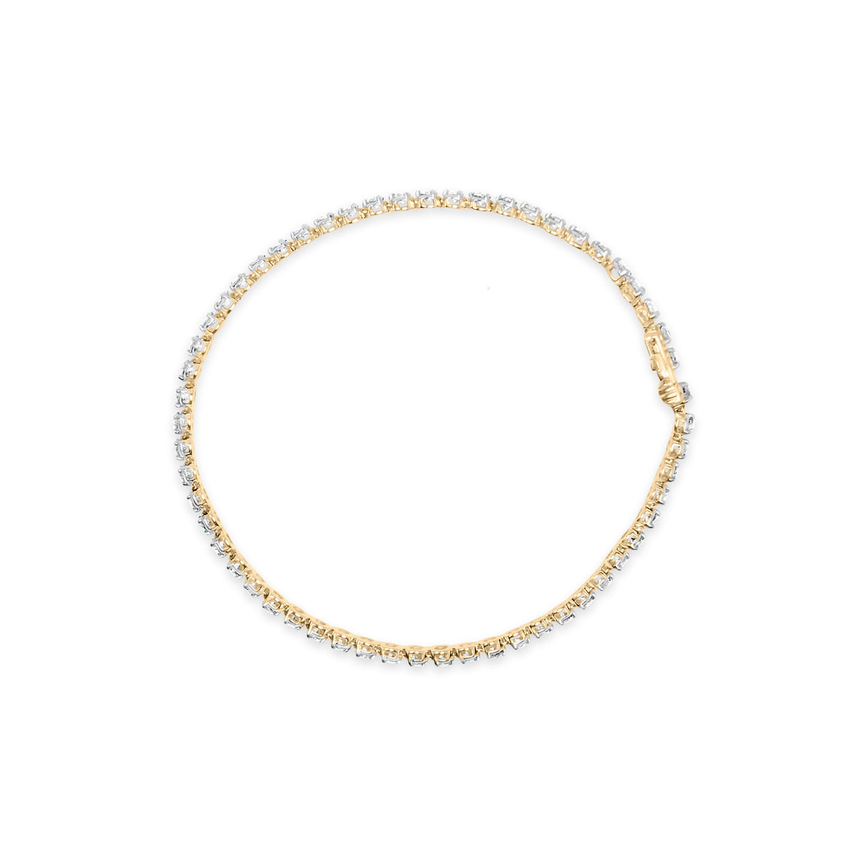 10K Yellow Gold 3.0 Cttw Prong Set Round Diamond Classic Tennis Bracelet