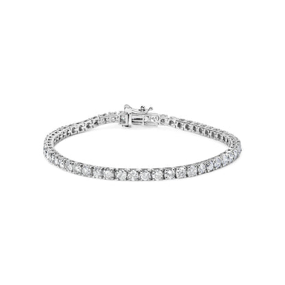 10K White Gold 6.00 Cttw Classic Natural Diamond Tennis Bracelet