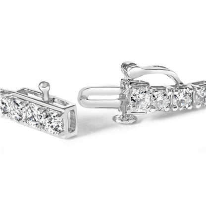 10K White Gold 6.00 Cttw Classic Natural Diamond Tennis Bracelet