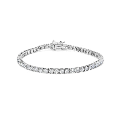 10K White Gold 6.00 Cttw Classic Natural Diamond Tennis Bracelet