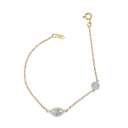 14K Yellow Gold Plated Silver 1/3 Cttw Diamond Evil Eye Station Bracelet