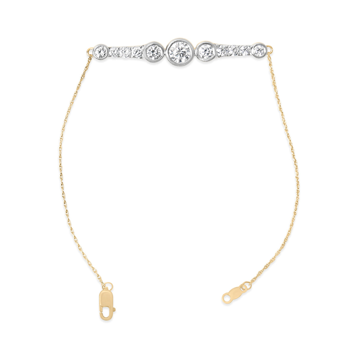 10K Yellow Gold Plated .925 Sterling Silver 1.50 Cttw Lab Grown Diamond Bezel Set Bracelet