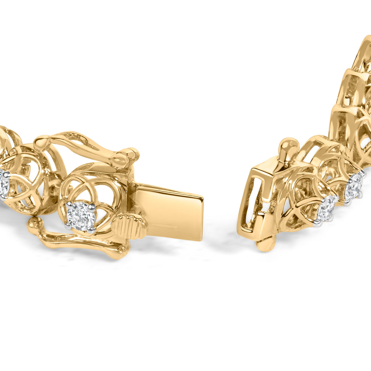 10K Yellow Gold Plated .925 Sterling Silver 2.0 Cttw Lab Grown Diamond Openwork Tennis Bracelet