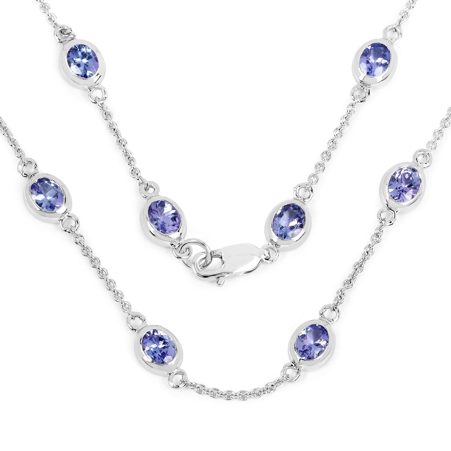 5.94 Carat Genuine Tanzanite .925 Sterling Silver Necklace