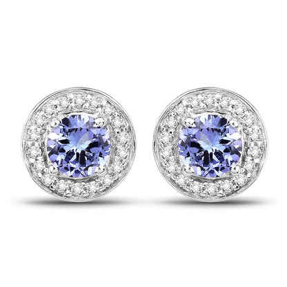 3.22 Carat Genuine Tanzanite & White Topaz .925 Sterling Silver Ring