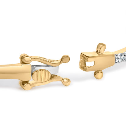 10K Yellow Gold Plated .925 Sterling Silver 2.0 Cttw Lab Grown Diamond Bezel Set Bangle Bracelet
