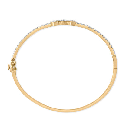 10K Yellow Gold Plated .925 Sterling Silver 2.0 Cttw Lab Grown Diamond Bezel Set Bangle Bracelet