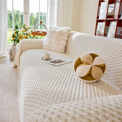 Thick Plush Non-Slip Sofa Throw Cover, Warm Soft Faux Fur Couch Protector for Winter