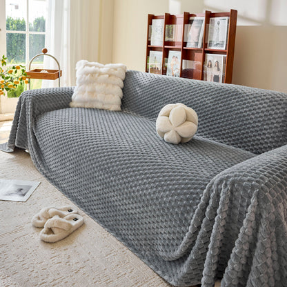 Thick Plush Non-Slip Sofa Throw Cover, Warm Soft Faux Fur Couch Protector for Winter