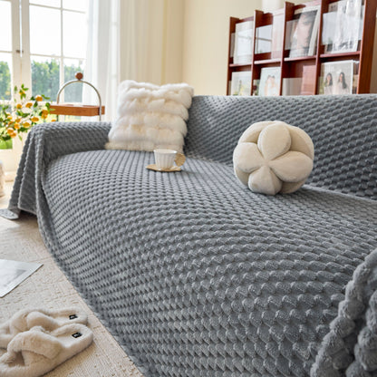 Thick Plush Non-Slip Sofa Throw Cover, Warm Soft Faux Fur Couch Protector for Winter