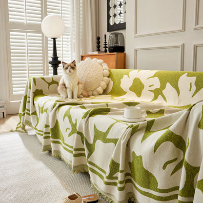 Chenille Floral Soft Thick Reversible Blanket Covers for Couch, Couch Protector Blanket Cover Sofa