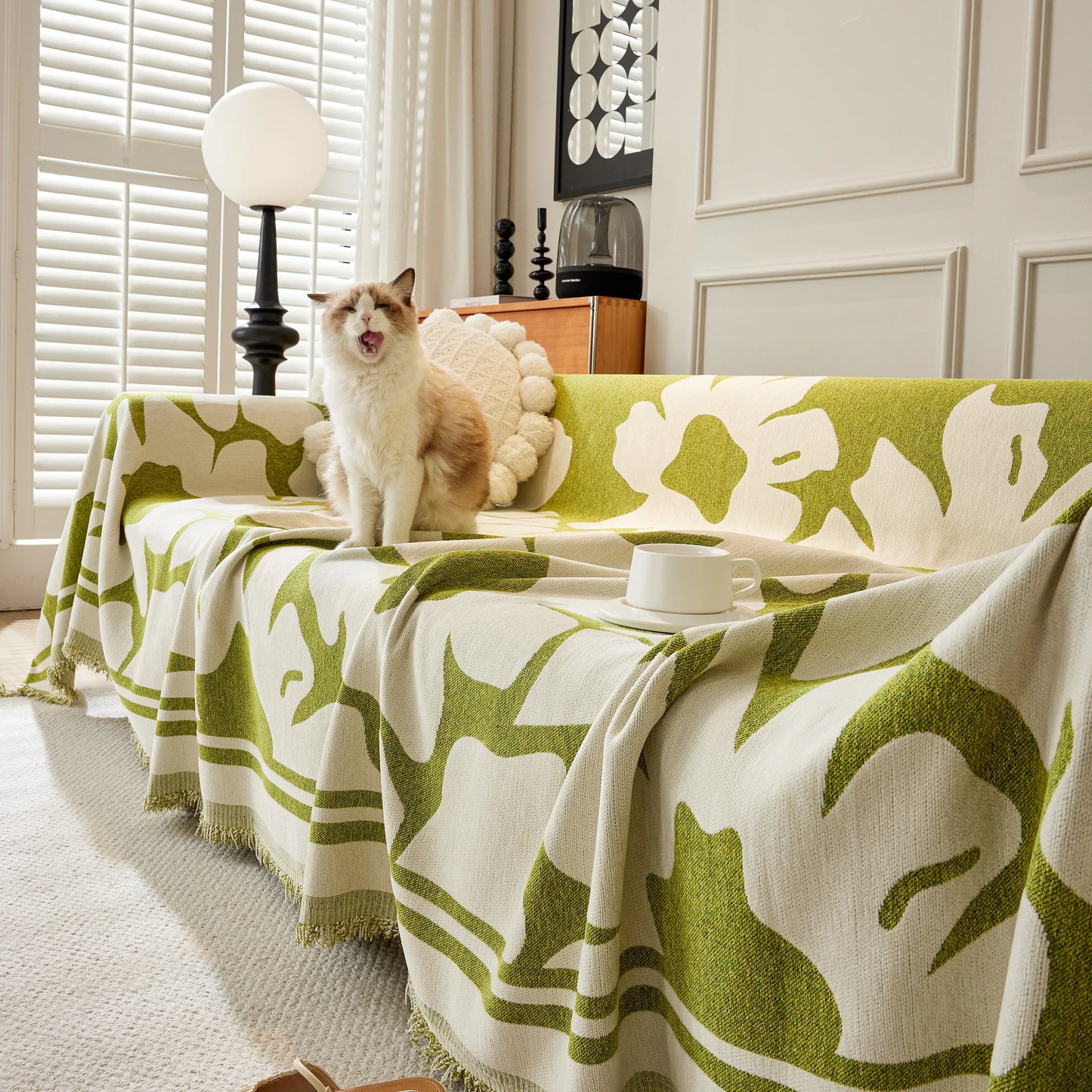 Chenille Floral Soft Thick Reversible Blanket Covers for Couch, Couch Protector Blanket Cover Sofa