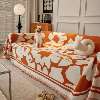 Chenille Floral Soft Thick Reversible Blanket Covers for Couch, Couch Protector Blanket Cover Sofa