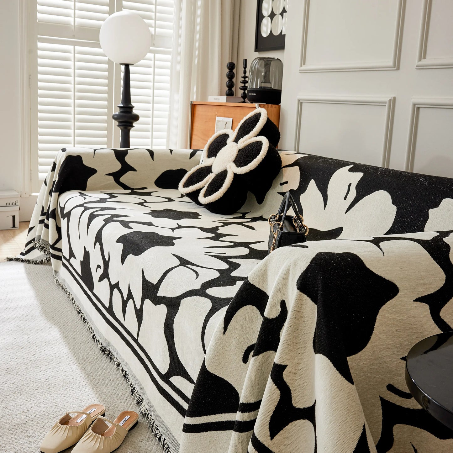 Chenille Floral Soft Thick Reversible Blanket Covers for Couch, Couch Protector Blanket Cover Sofa