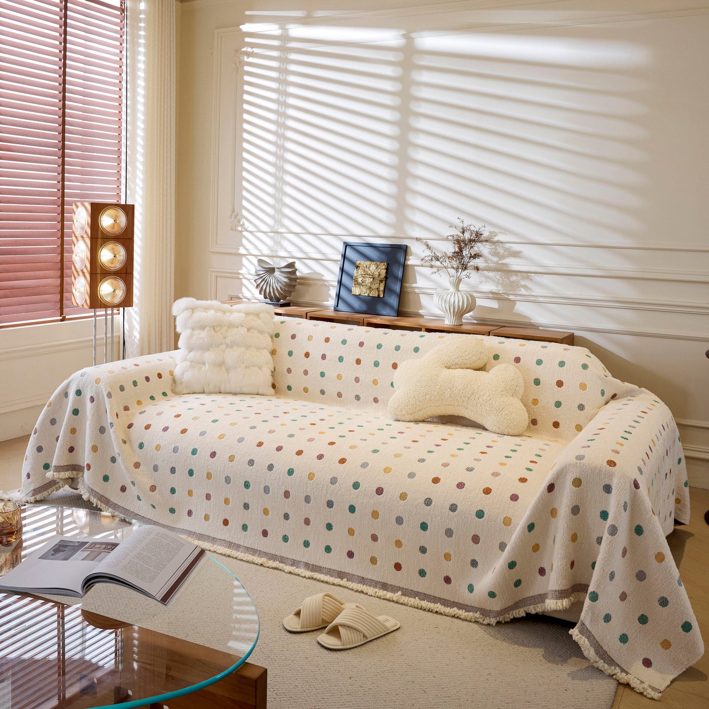 Decorative Plush Textured Woven Sofa Cover Throw, Cozy Soft Couch Protector Blanket