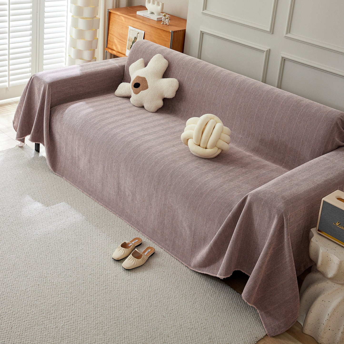 Herringbone Oversized Chenille Couch Throw Cover Sofa Slipcovers Couch Covers for Sectional Couches
