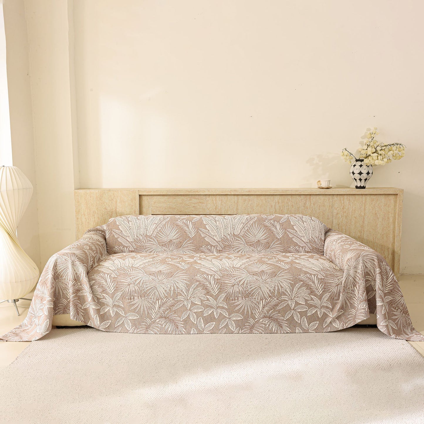 Tropical Botanical Leaf Texture Furniture Protector Blanket Soft Breathable Sofa Cover