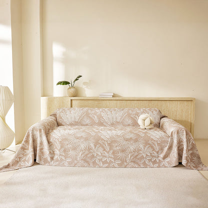 Tropical Botanical Leaf Texture Furniture Protector Blanket Soft Breathable Sofa Cover