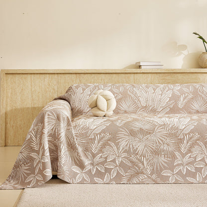 Tropical Botanical Leaf Texture Furniture Protector Blanket Soft Breathable Sofa Cover