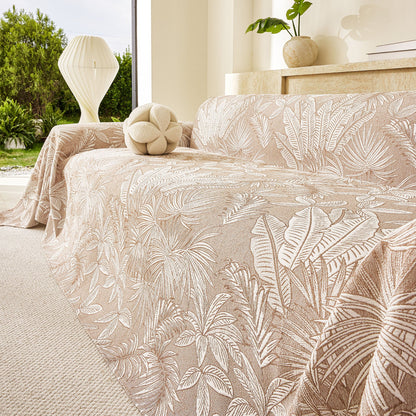 Tropical Botanical Leaf Texture Furniture Protector Blanket Soft Breathable Sofa Cover