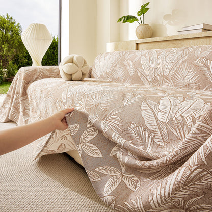 Tropical Botanical Leaf Texture Furniture Protector Blanket Soft Breathable Sofa Cover