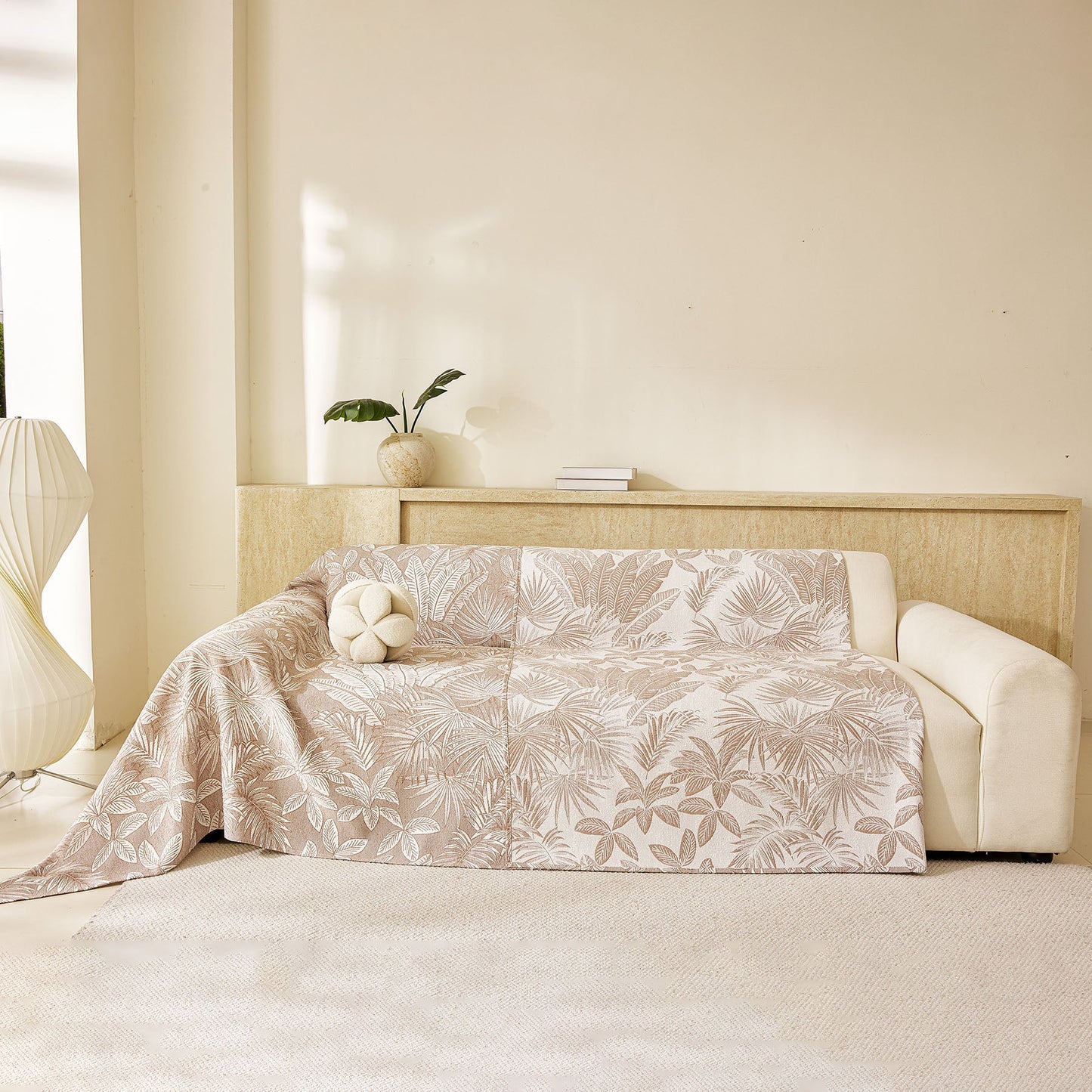 Tropical Botanical Leaf Texture Furniture Protector Blanket Soft Breathable Sofa Cover