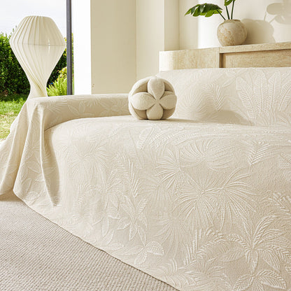 Tropical Botanical Leaf Texture Furniture Protector Blanket Soft Breathable Sofa Cover