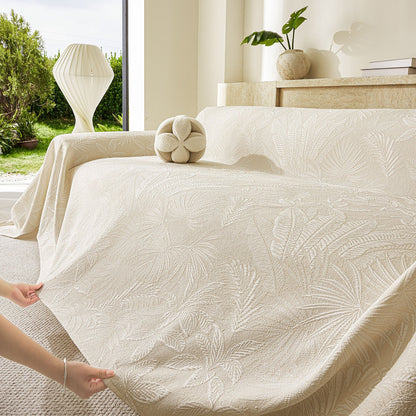 Tropical Botanical Leaf Texture Furniture Protector Blanket Soft Breathable Sofa Cover