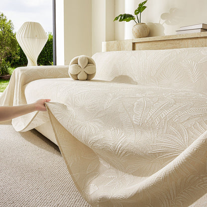 Tropical Botanical Leaf Texture Furniture Protector Blanket Soft Breathable Sofa Cover