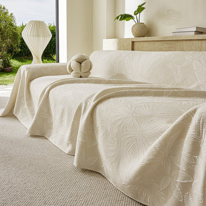 Tropical Botanical Leaf Texture Furniture Protector Blanket Soft Breathable Sofa Cover