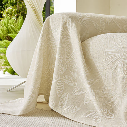 Tropical Botanical Leaf Texture Furniture Protector Blanket Soft Breathable Sofa Cover