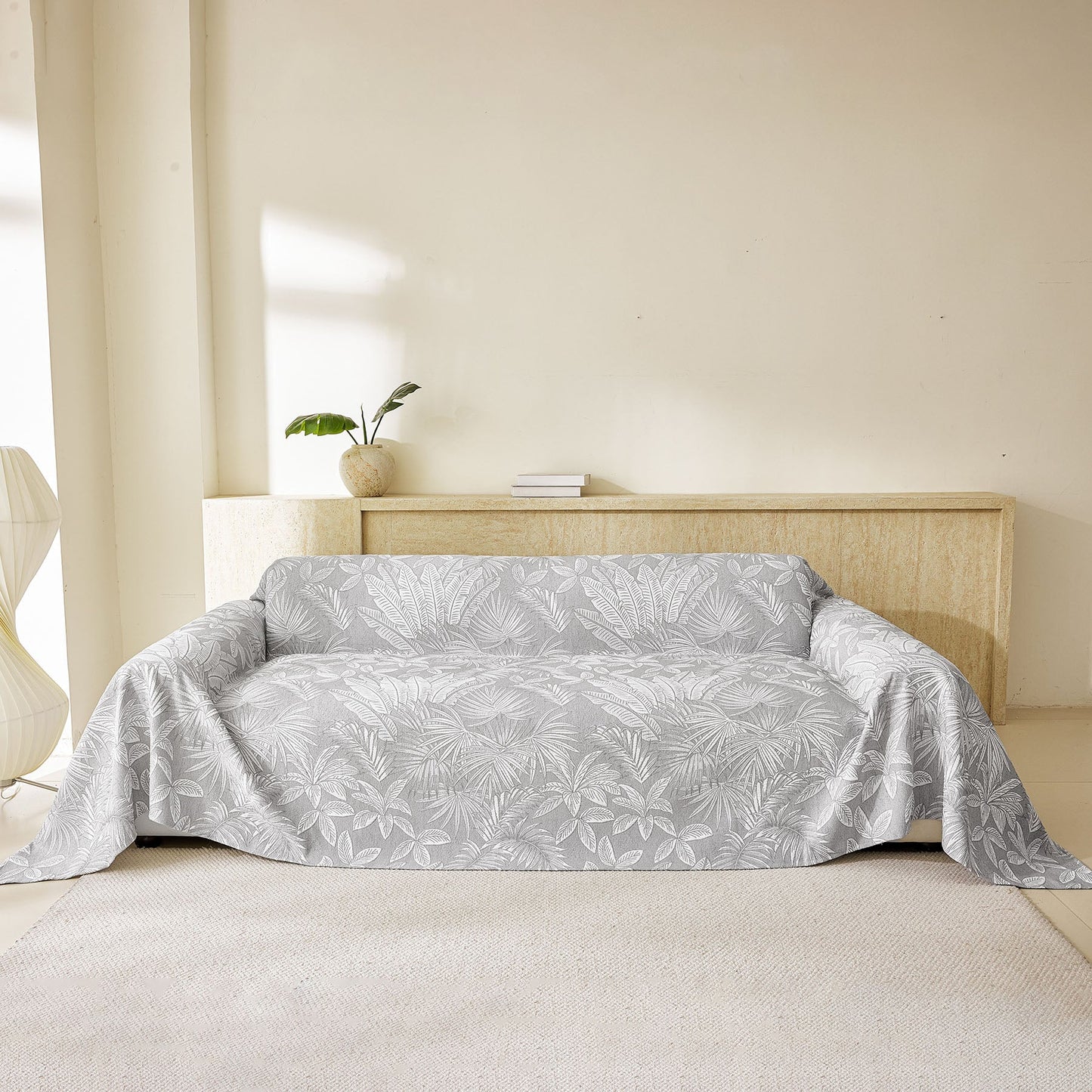 Tropical Botanical Leaf Texture Furniture Protector Blanket Soft Breathable Sofa Cover