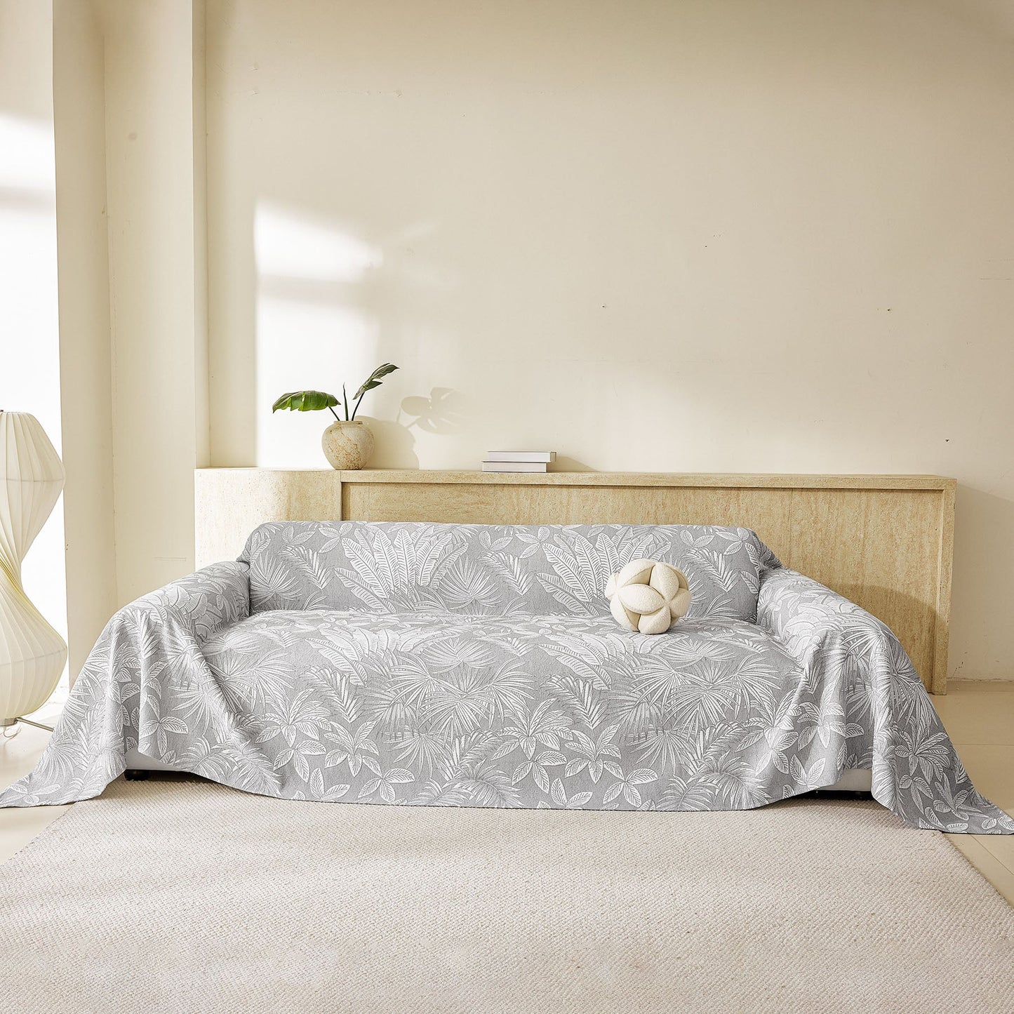 Tropical Botanical Leaf Texture Furniture Protector Blanket Soft Breathable Sofa Cover
