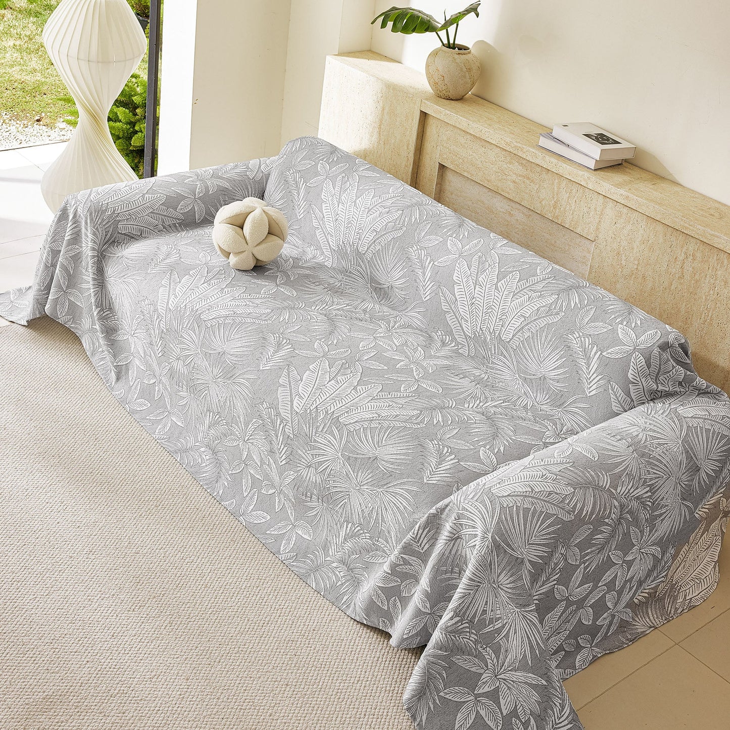 Tropical Botanical Leaf Texture Furniture Protector Blanket Soft Breathable Sofa Cover